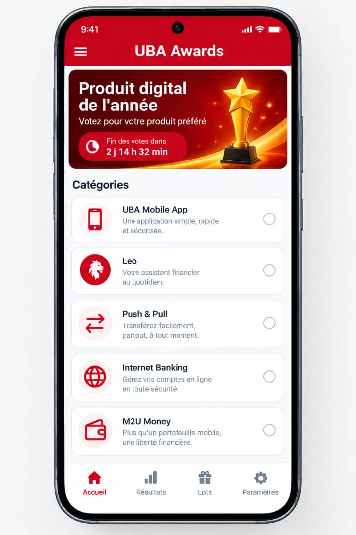 Écran d’accueil de l’application
